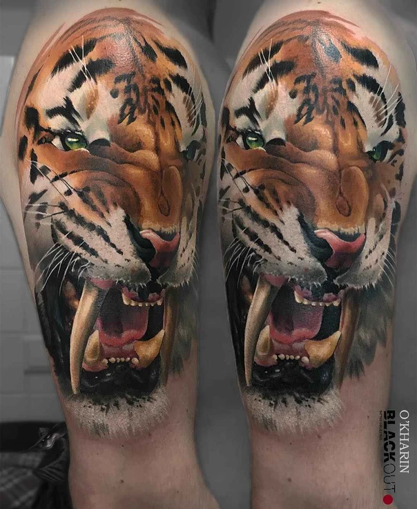 Realism Tiger tattoo on Shoulder