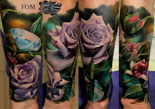 Realism Rose, Diamond tattoo on Forearm