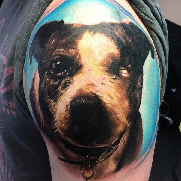 Realism Dog tattoo on Shoulder