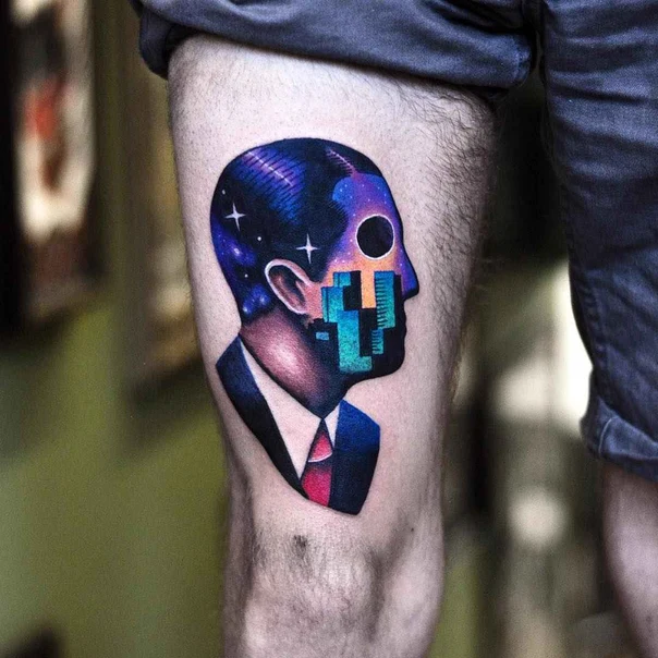 Surrealism Portrait, Galaxy tattoo on Thigh
