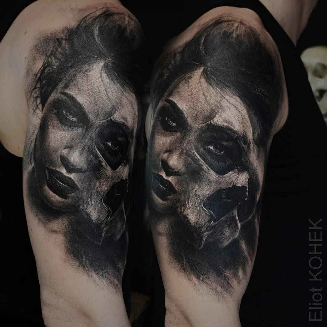 Tattoo artist Eliot Kohek dark skull realism tattoos | Мрачный реализм тату-мастера Eliot Kohek татуировки череп
