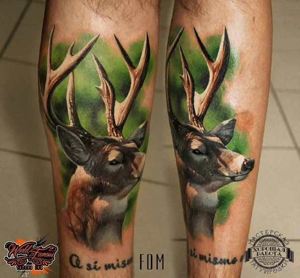 Реализм Deer tattoo на Икра