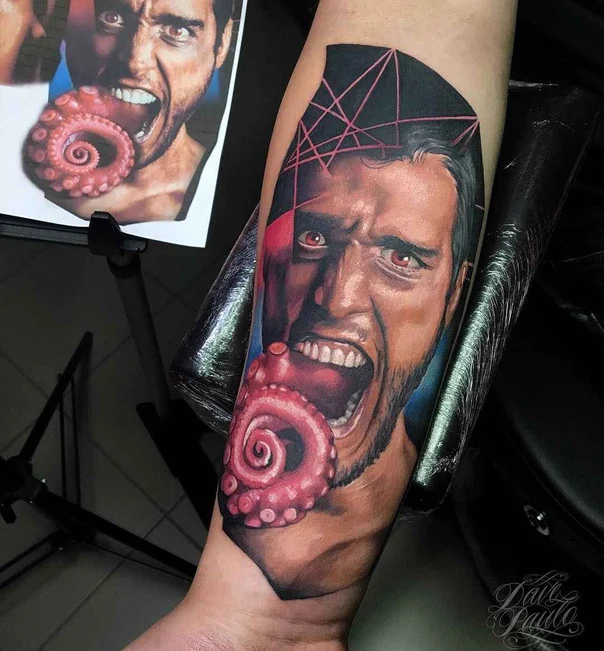 Realism Portrait, Octopus tattoo on Forearm
