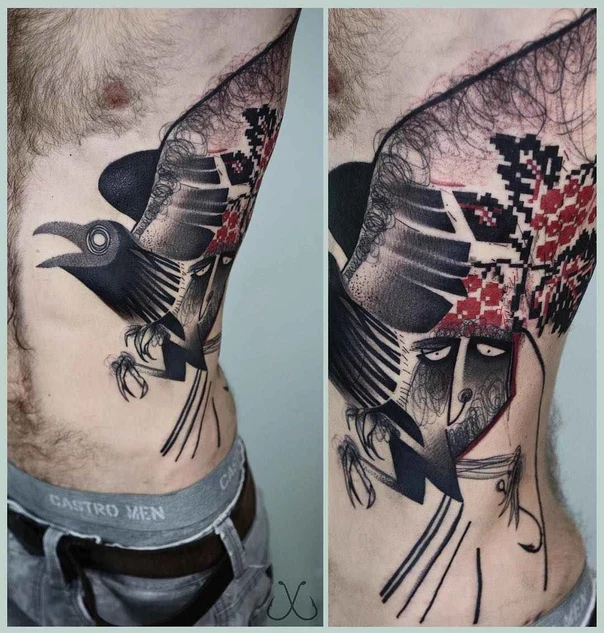Illustrative Crow, Face tattoo on Side