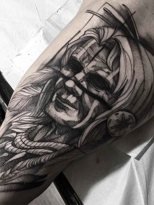 black and grey blackwork Tatuaggio su forearm #1828 | Tatuatore Fredao Oliveira