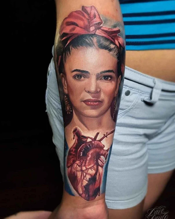Realism Portrait, Anatomical heart tattoo on Forearm