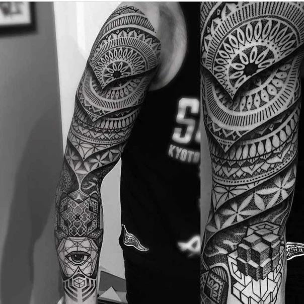 Geometric Mandala, Geometric shapes tattoo on Full Sleeve