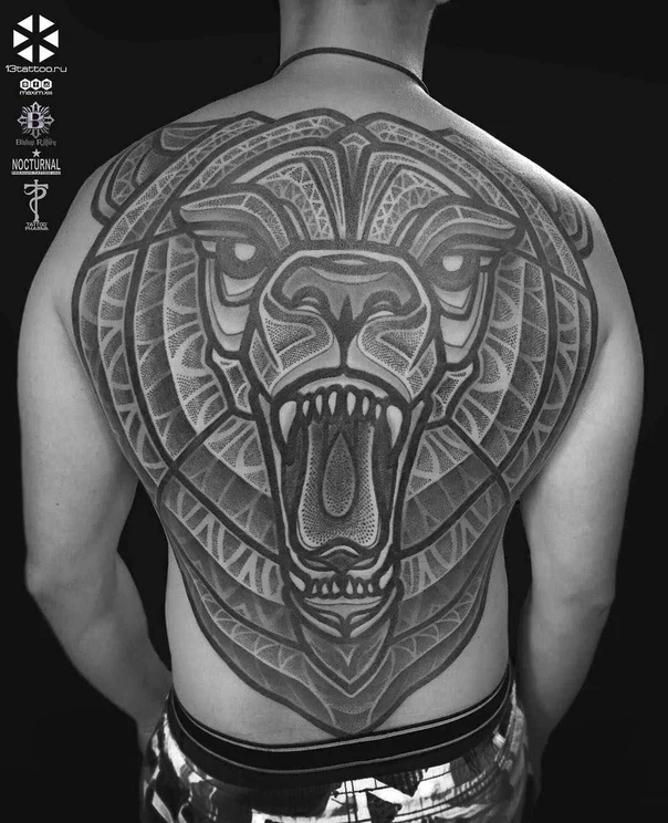 Геометрия Bear, Geometric tattoo на Спина (полная)
