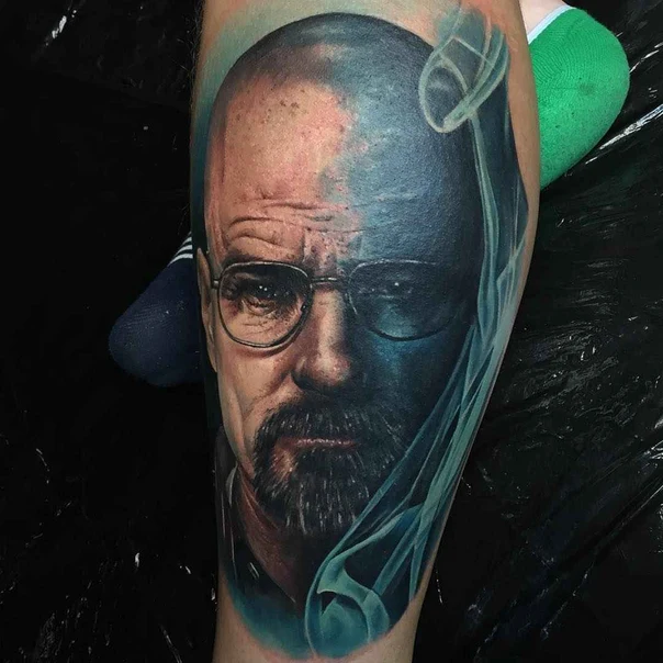 Realism Portrait tattoo on Calf