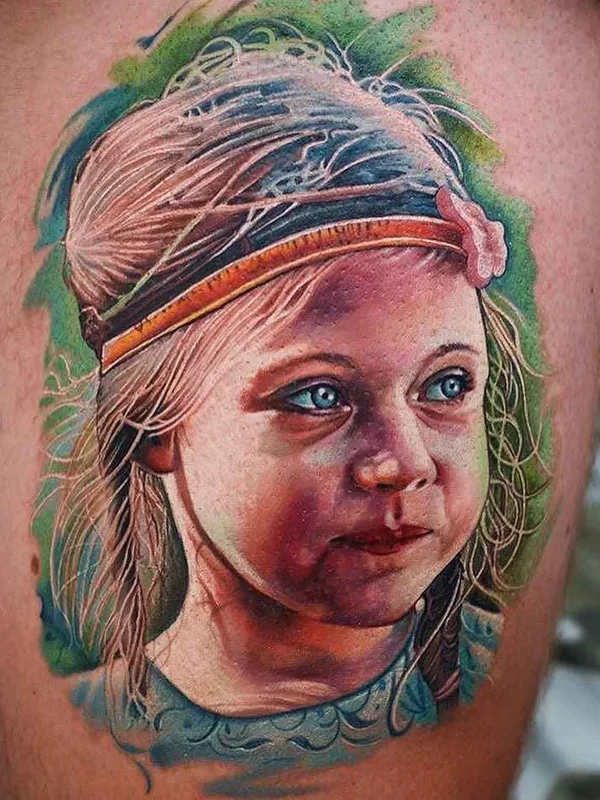 female color realism татуировка на thigh #1686 | Тату мастер Mario Hartmann