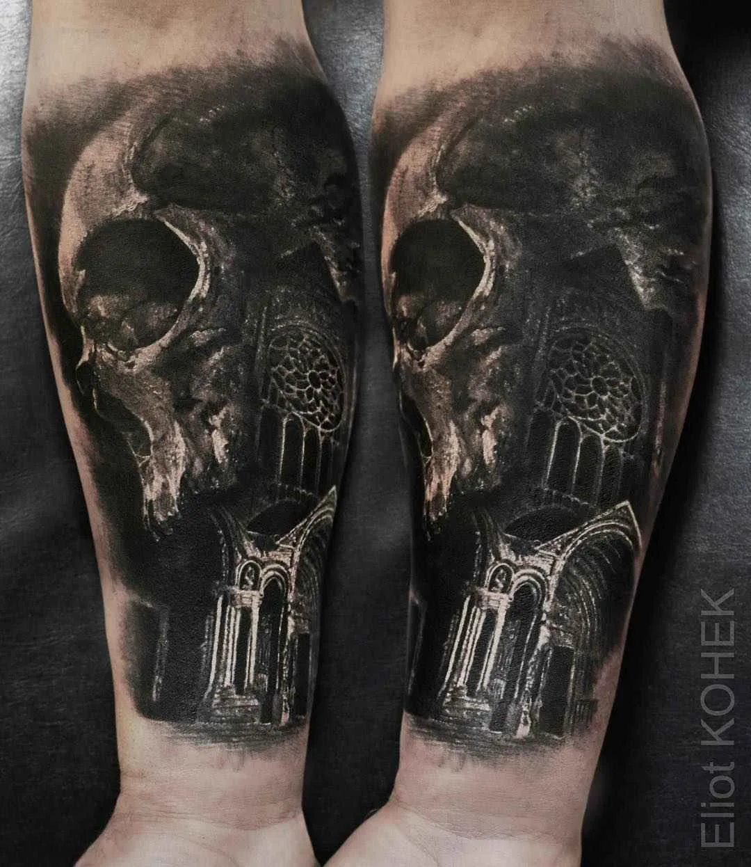 Tattoo artist Eliot Kohek dark skull realism tattoos | Мрачный реализм тату-мастера Eliot Kohek татуировки череп