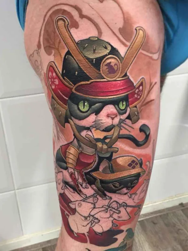 color new school tattoo on thigh #2645 | Tattoo Artist Jamie Ris