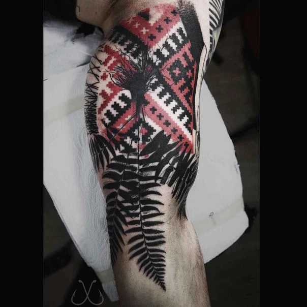 Geometric Fern, Geometric pattern tattoo on Full Sleeve