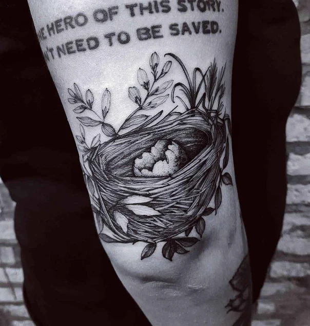 Sketch Nest, Leaves tattoo on Forearm