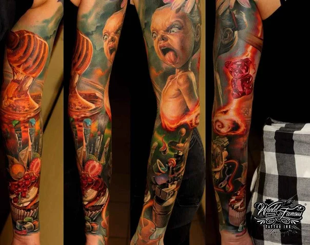 Реализм Child, Candy tattoo на Полный рукав