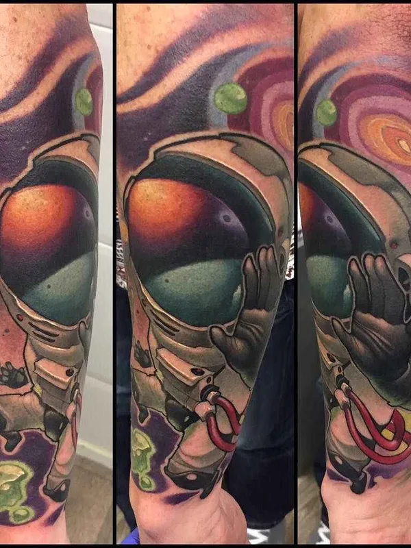color illustrative tattoo on full sleeve #2646 | Tattoo Artist Jamie Ris