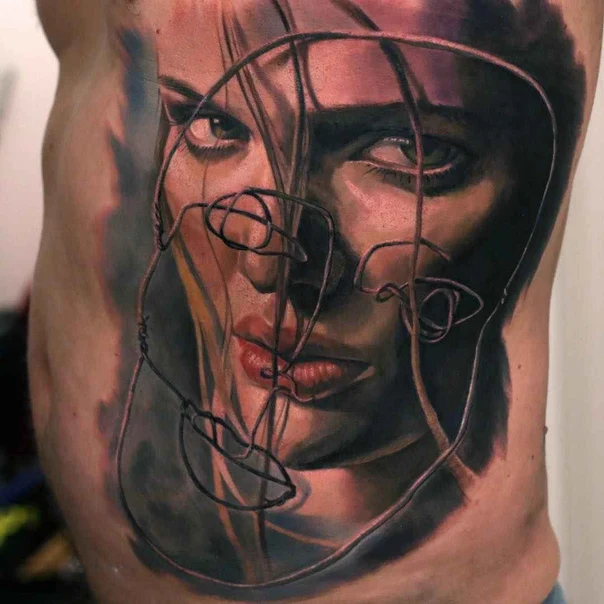 Realism Face, Portrait tattoo on Side