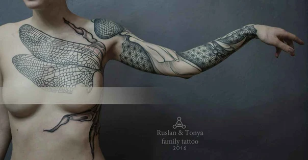 Геометрия Geometric, Insect tattoo на Полный рукав