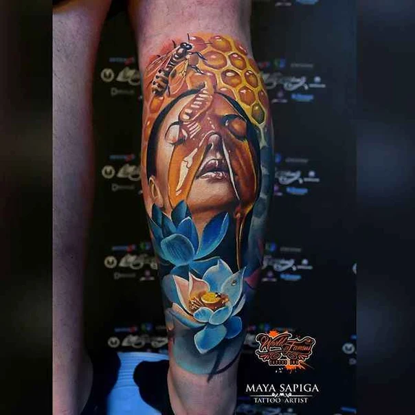 Реализм Face, Honeycomb tattoo на Икра