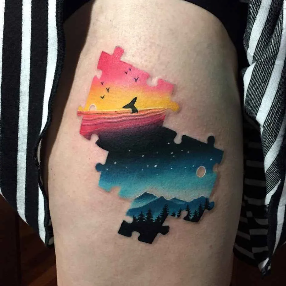 Tattoo artist Daria Stahp color silhouette tattoo
