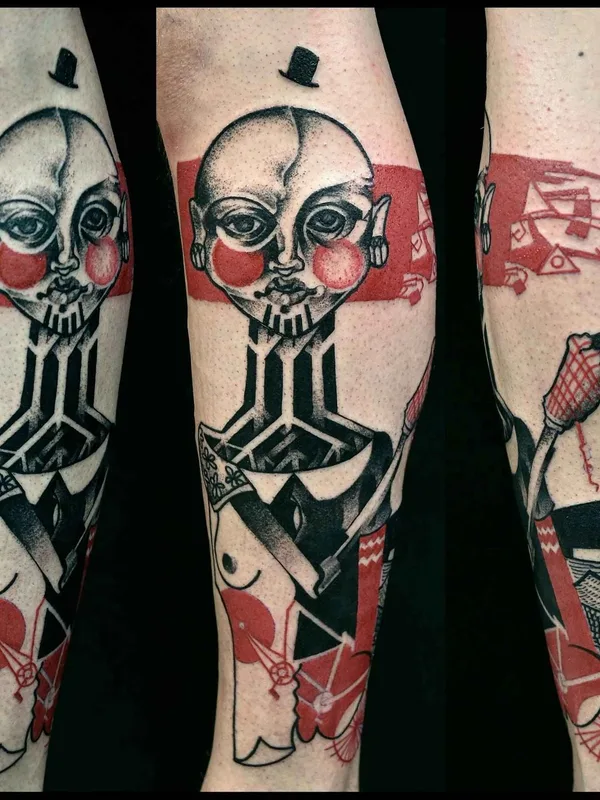 black and grey illustrative Tatuaggio su calf #13017 | Tatuatore Katarzyna Krutak