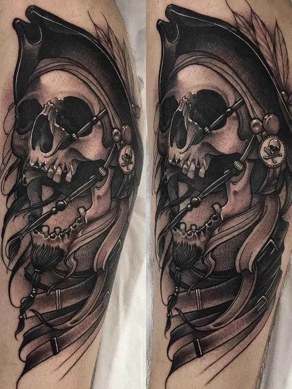 black and grey black and grey Tatuagem em calf #13243 | Tatuador Jason James Smith