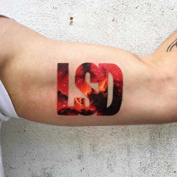 Lettering Text tattoo on Bicep