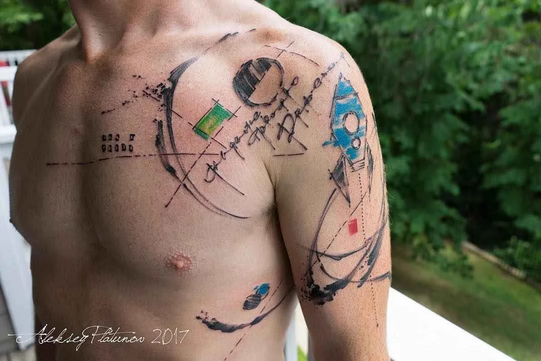 Tatuador Aleksey Platunov art bruto color watercolor sketch tattoo