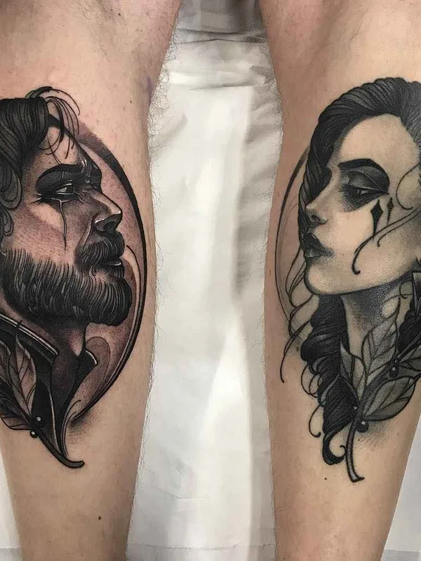 black and grey black and grey Tatuagem em calf #13236 | Tatuador Jason James Smith