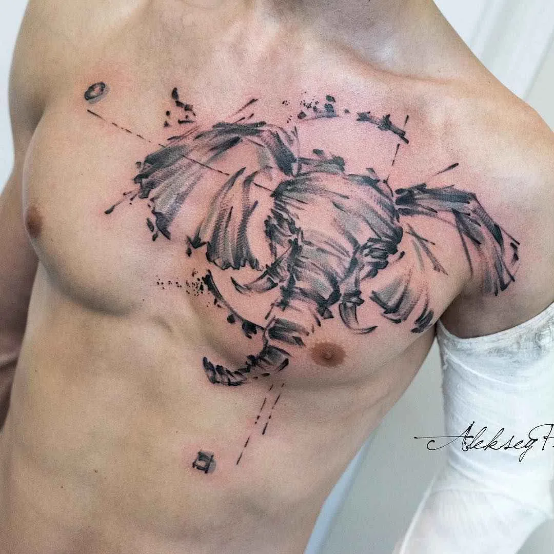 Tatuador Aleksey Platunov art bruto color watercolor sketch tattoo