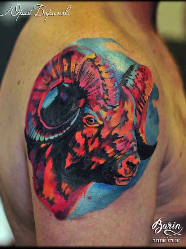 color watercolor Tatuaggio su shoulder #13401 | Tatuatore Юрий BaRiN Баринов