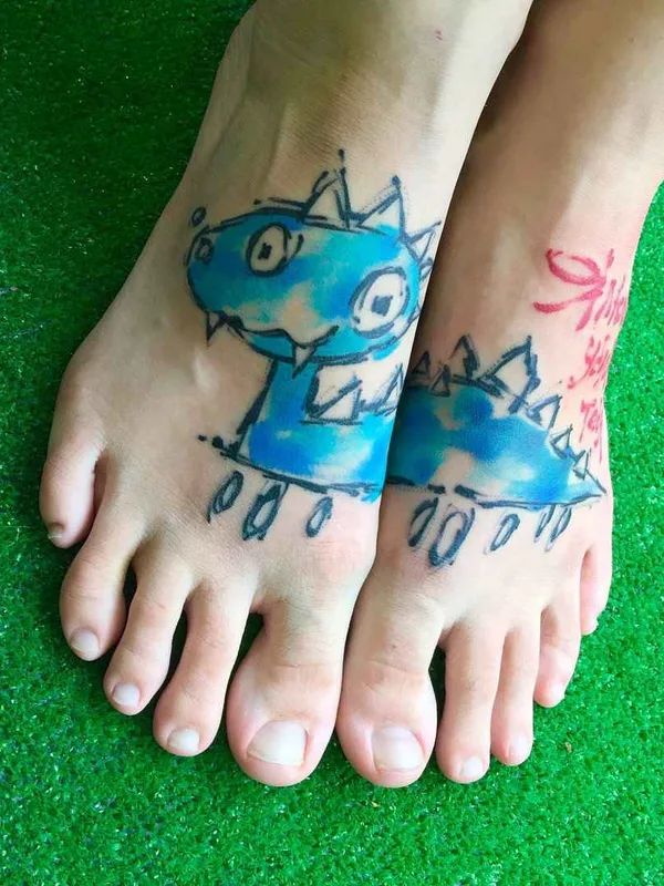 color cartoon Tatuagem em foot #12815 | Tatuador Алексей Платунов