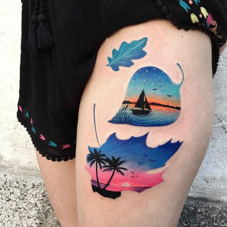 Tattoo artist Daria Stahp color silhouette tattoo