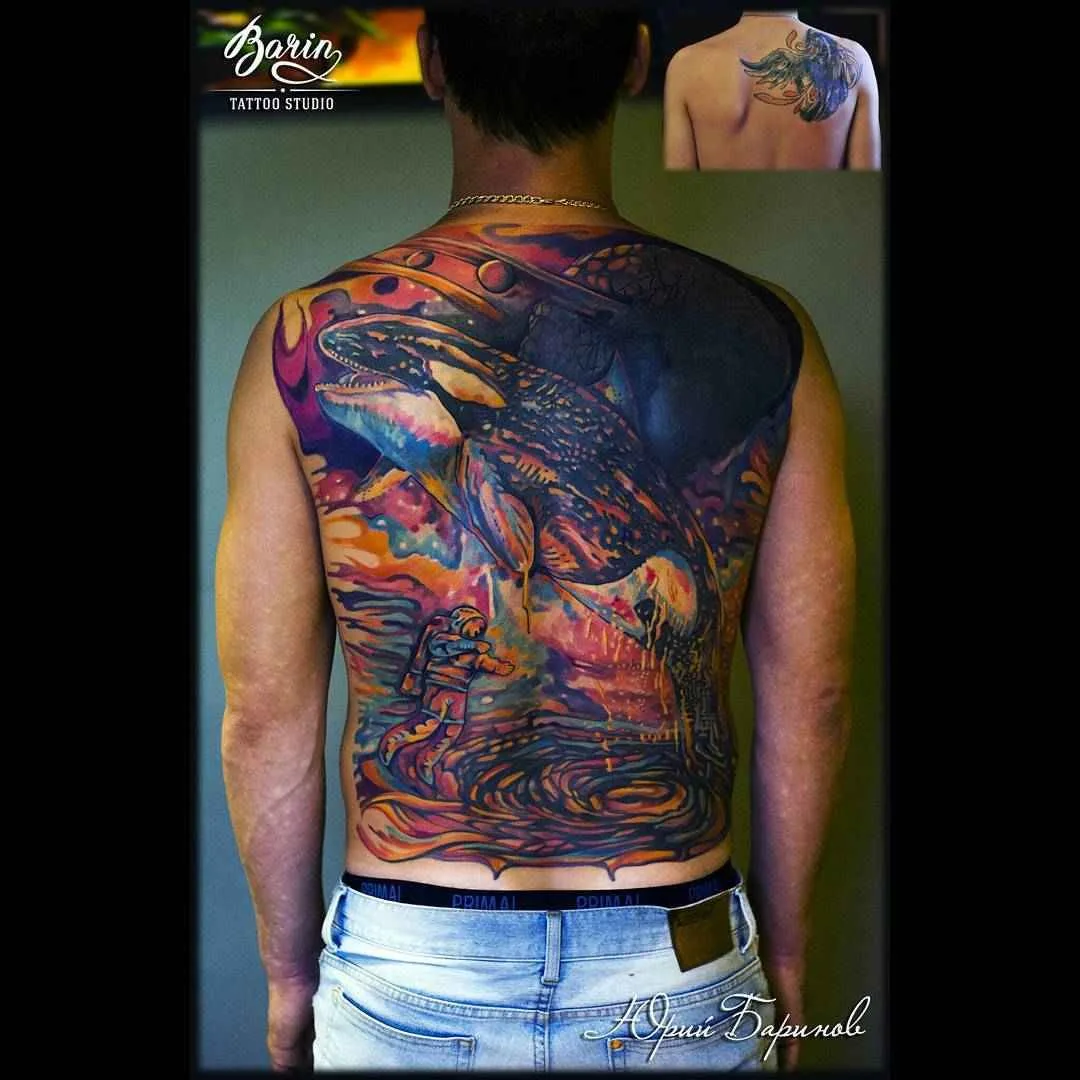 Tattoo artist Yuriy BaRiN Barinov watercolor authors tattoo