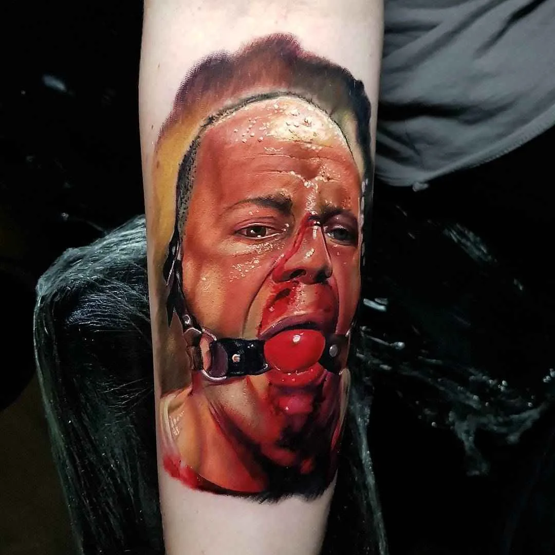 Tattoo artist Alex Wright color realistic horror tattoo