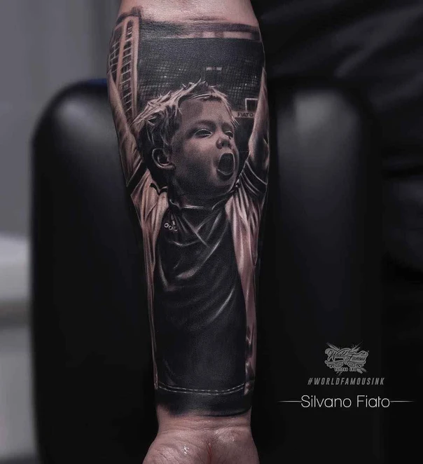 Realism Child, Sports tattoo on Forearm