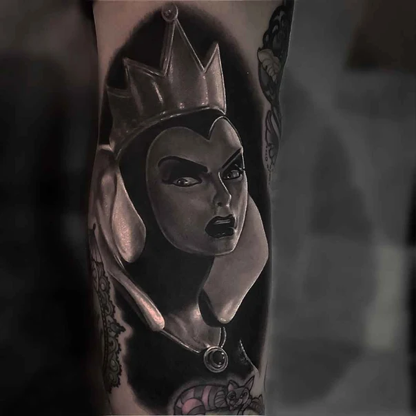Black & Grey Portrait, Crown tattoo on Forearm