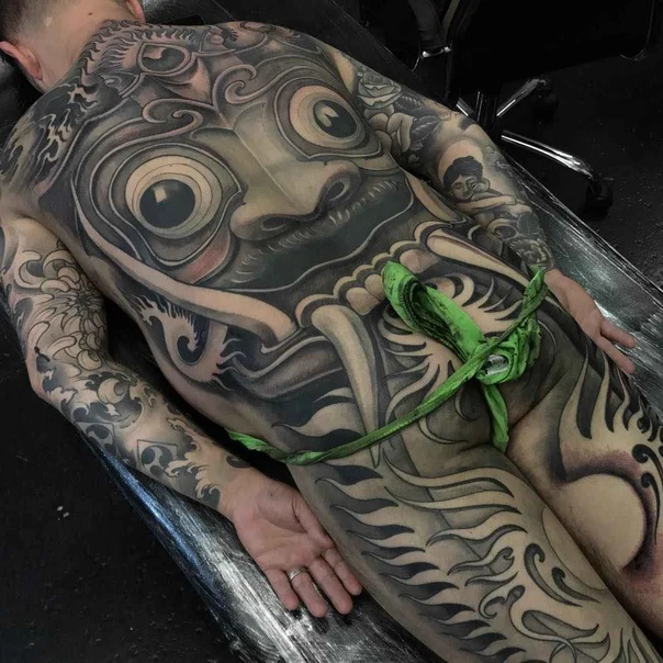 Japanese Demon, Waves tattoo on Full Back