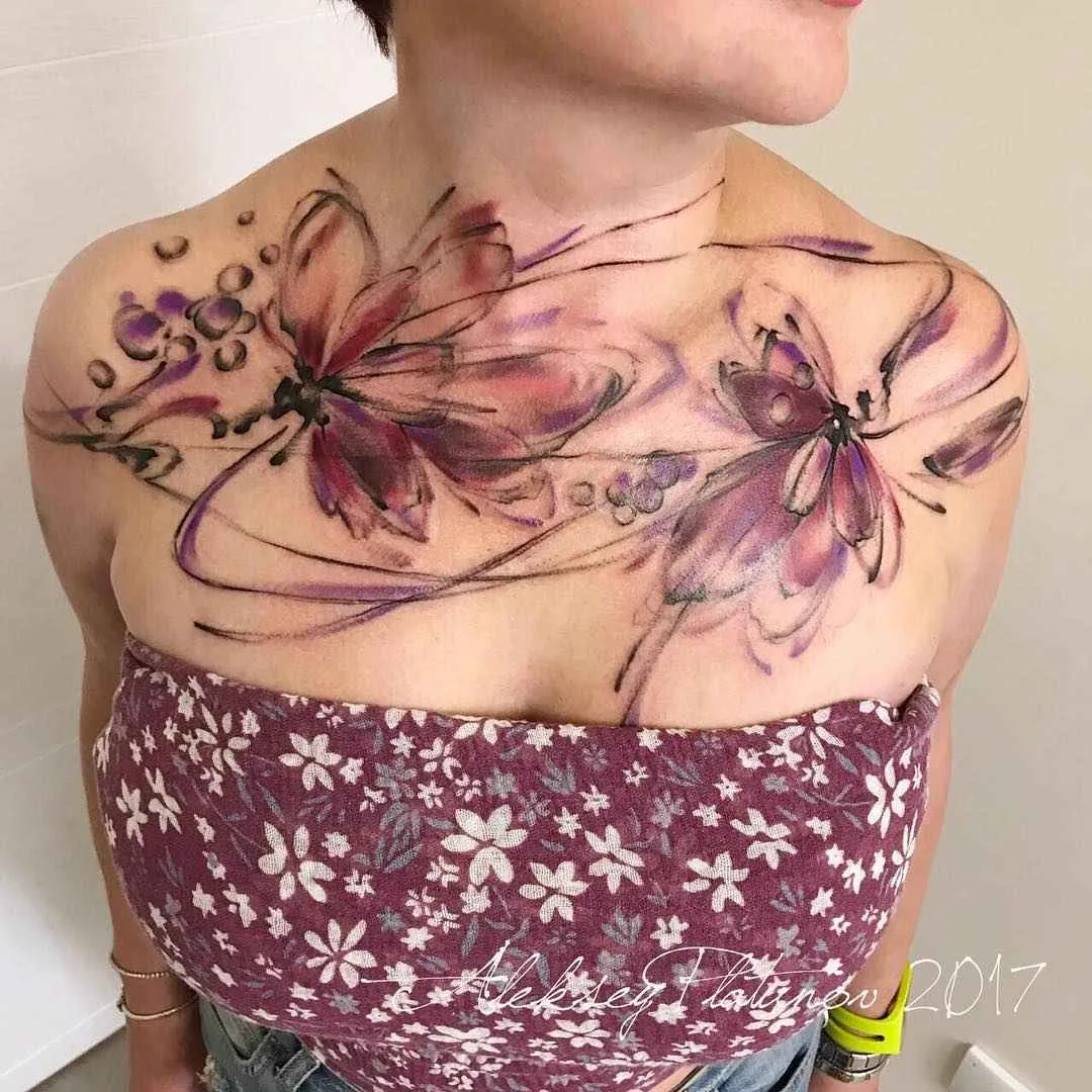 Tatuador Aleksey Platunov art bruto color watercolor sketch tattoo