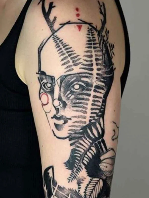 female black sketch Tatuaggio su upper arm #13010 | Tatuatore Katarzyna Krutak