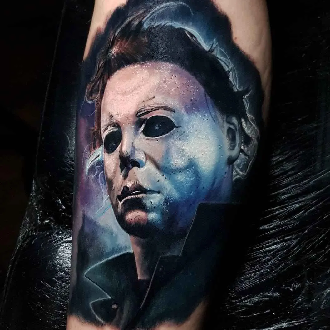 Tattoo artist Alex Wright color realistic horror tattoo