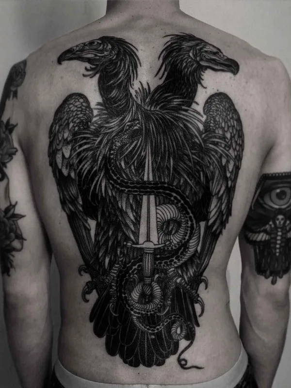 black blackwork Tatuaggio su full back #13391 | Tatuatore Alexander Grim