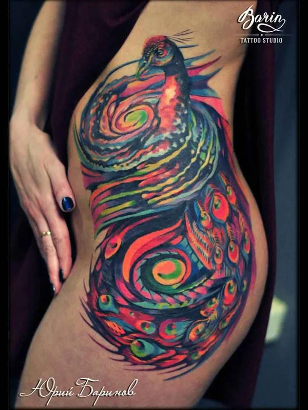 female color watercolor Tatuaggio su hip #13409 | Tatuatore Юрий BaRiN Баринов