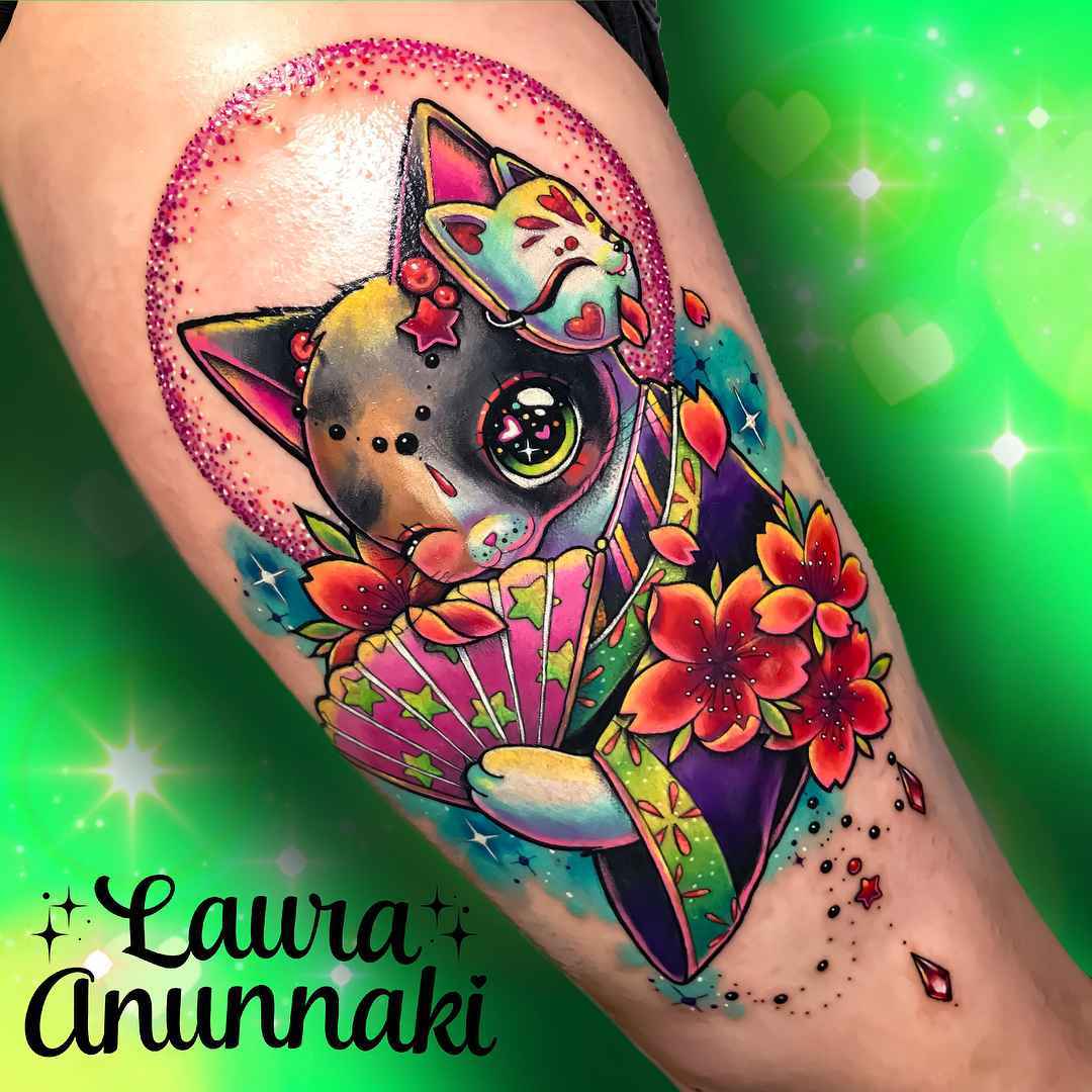 Kawaii tattoos by Laura Annunaki