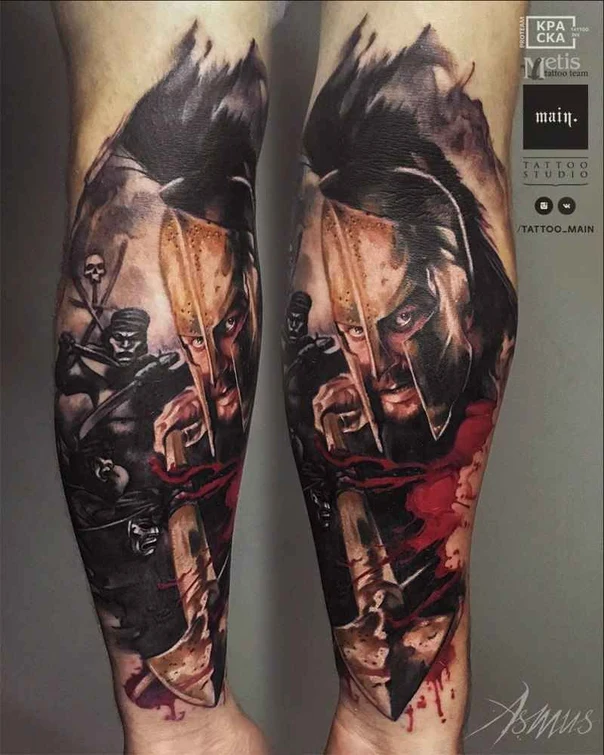Реализм Warrior, Helmet tattoo на Предплечье