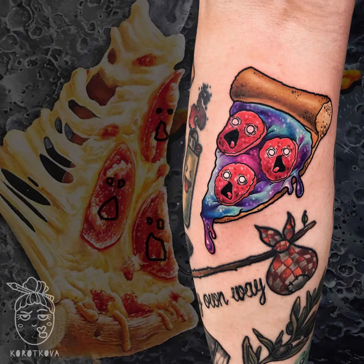 Tattoo artist Natali Korotkova bright fun new school tattoo