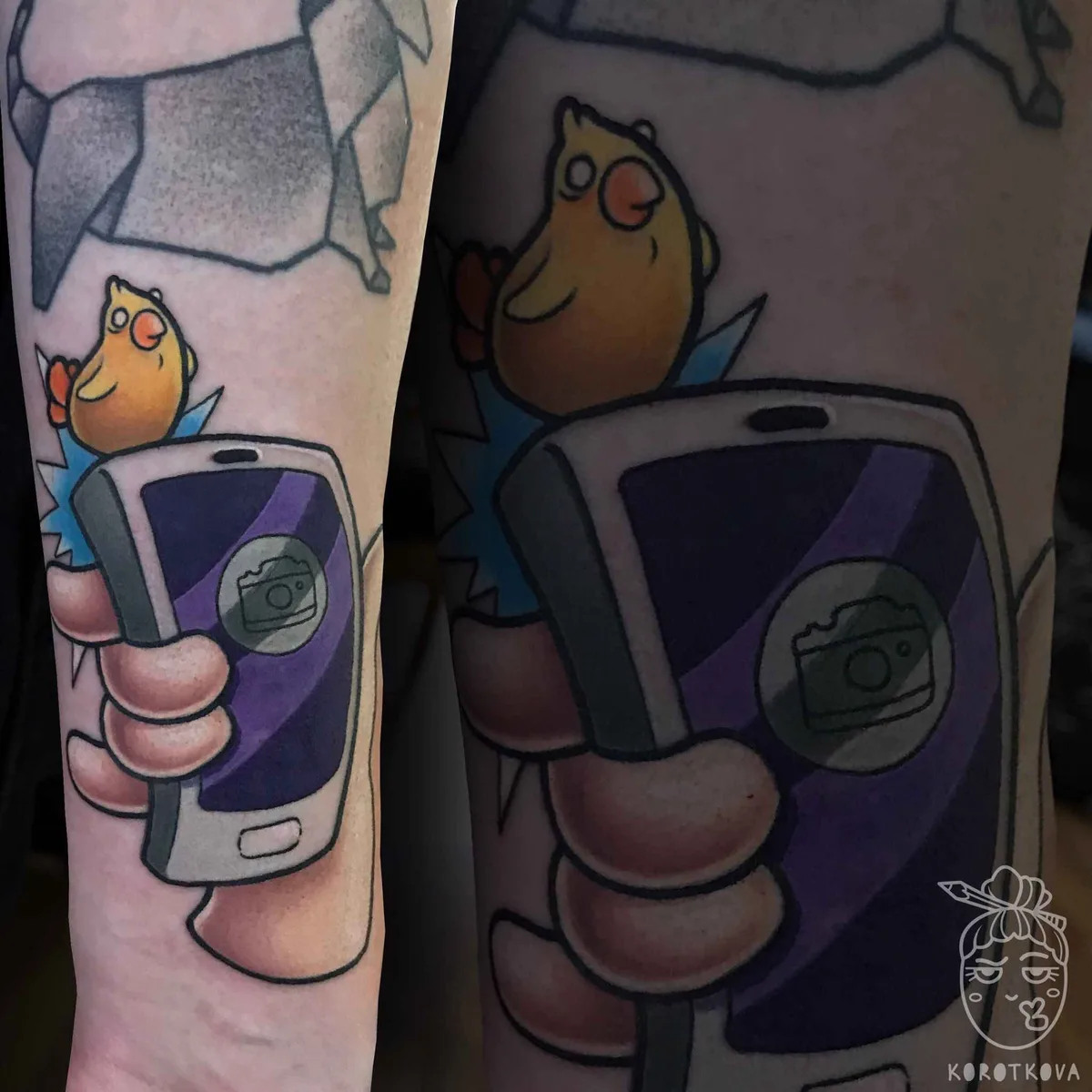Tattoo artist Natali Korotkova bright fun new school tattoo