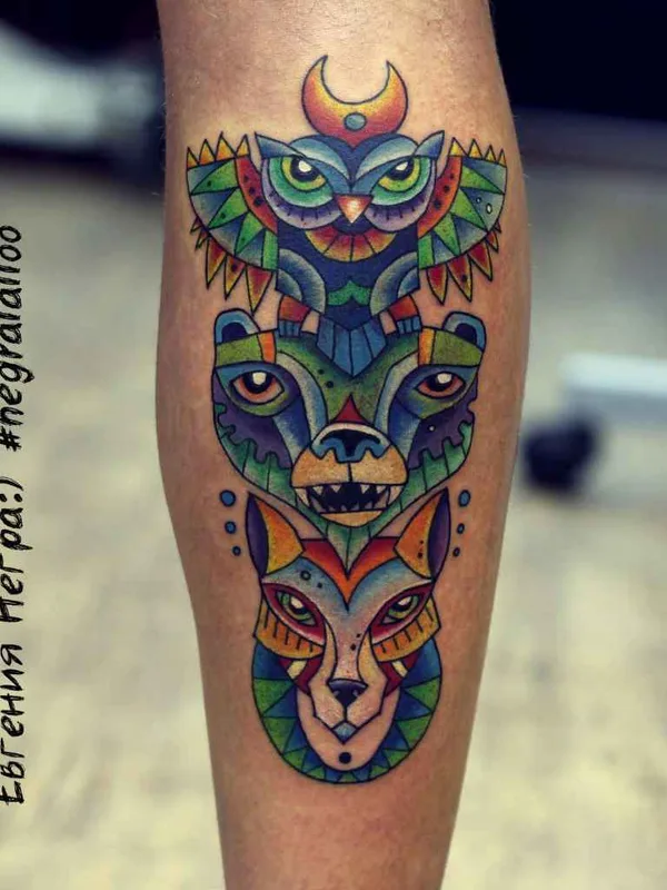color geometric Tatuaggio su calf #13248 | Tatuatore Евгения Негра