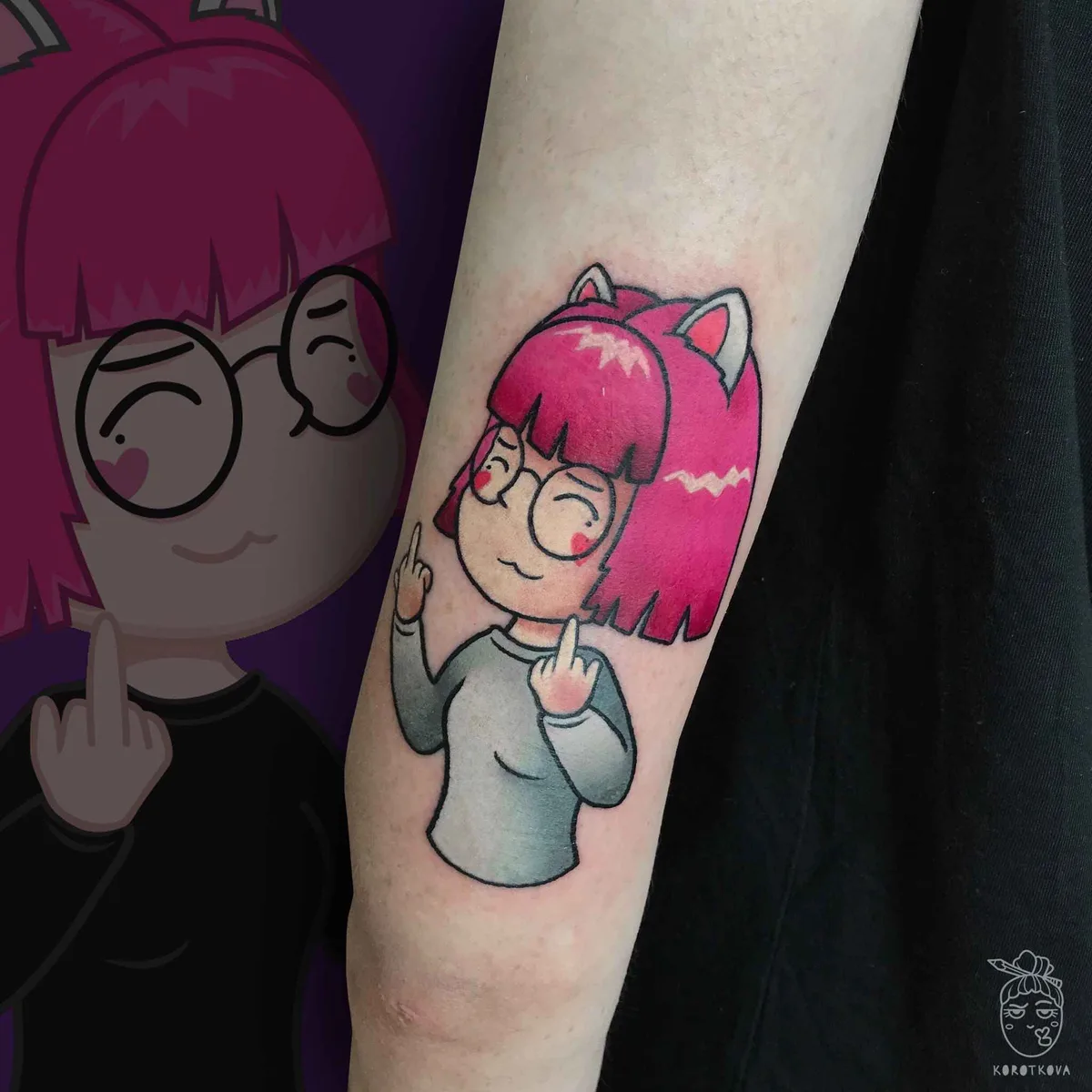 Tattoo artist Natali Korotkova bright fun new school tattoo