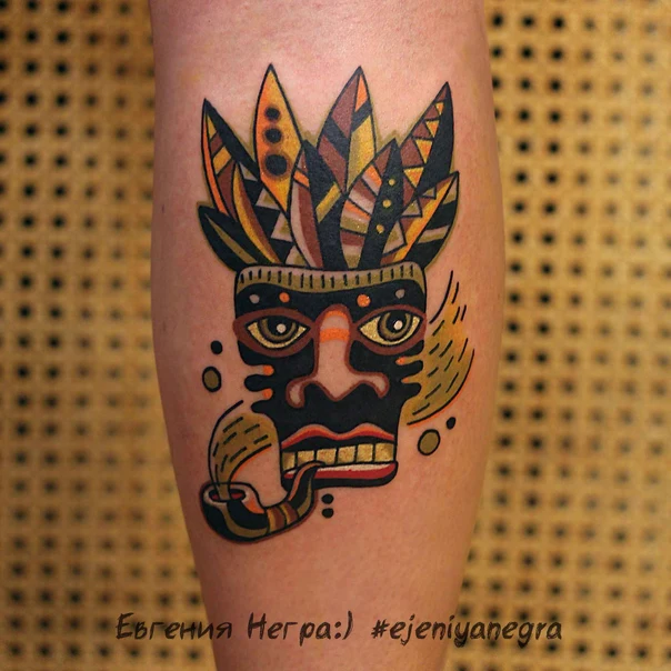 Олд-скул Mask, Pipe tattoo на Икра